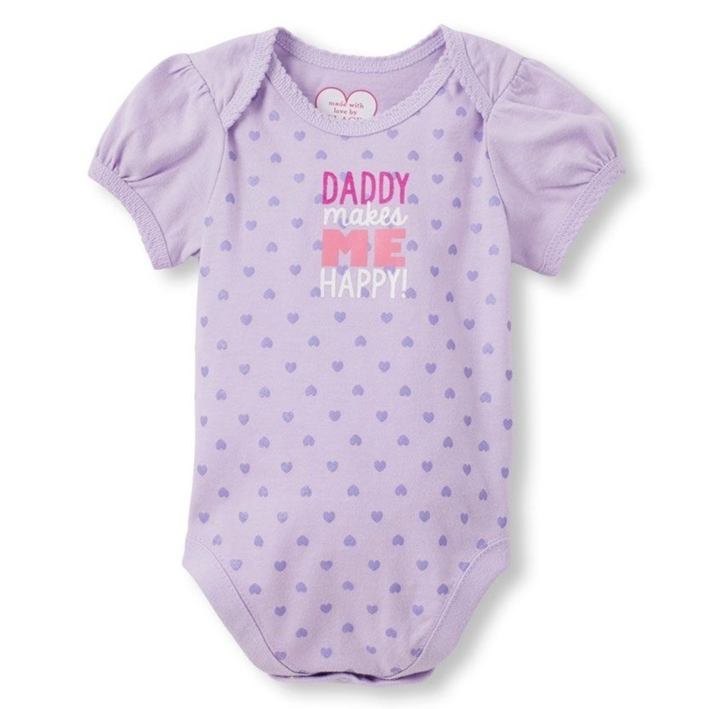 Daddy Makes Me Happy Purple and Pink Heart Onesie